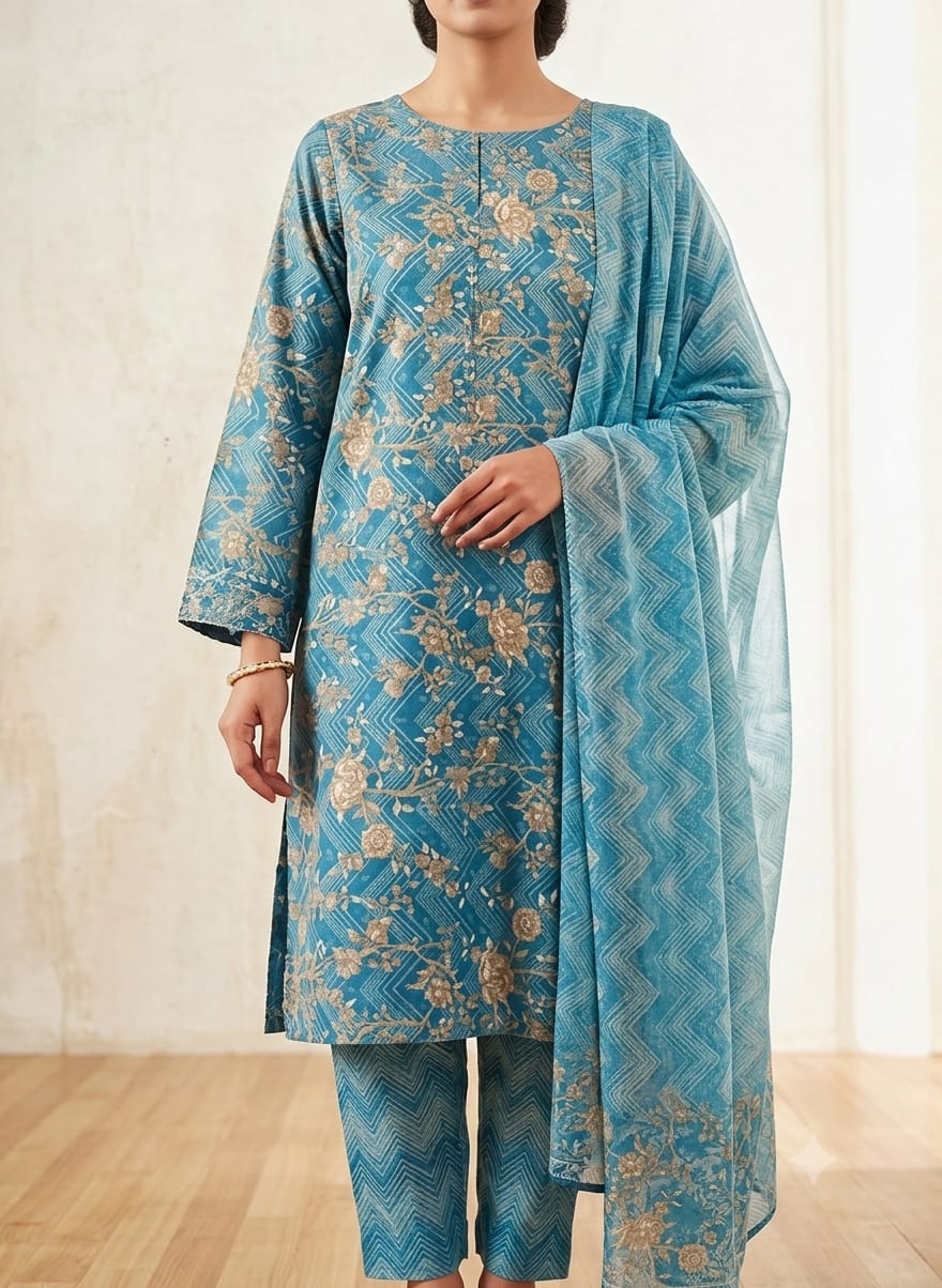 Branded Leftover J. 3 Piece Unstitched Printed Lawn Dress