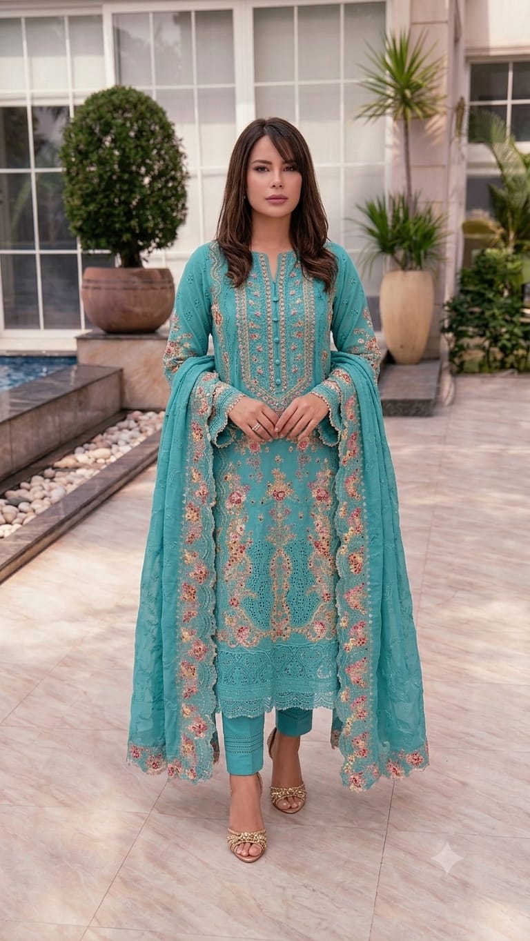 Aqua Elegance Unstitched Embroidered Viscose