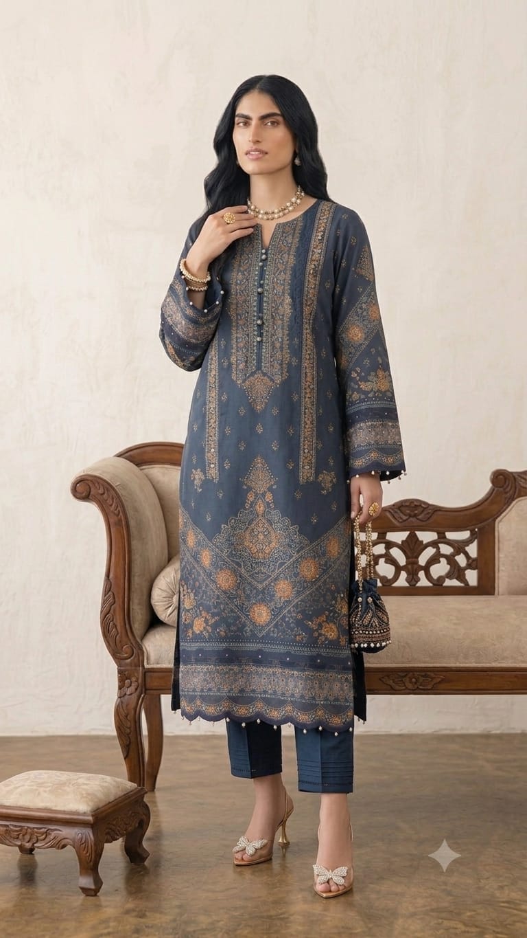 Midnight Embroidery 3 Piece Viscose Unsitched