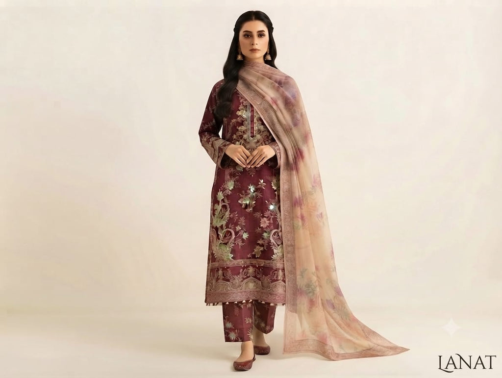 J. 3 Piece Unstitched Lawn Suit