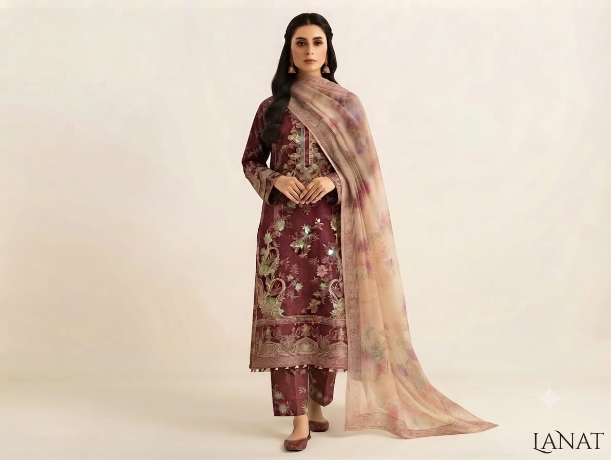 J. 3 Piece Unstitched Lawn Suit